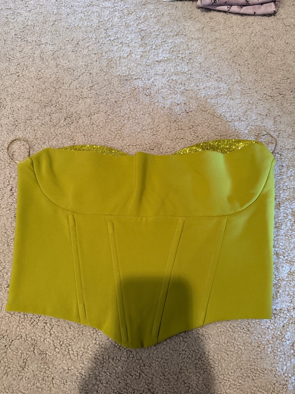 Astr Olive-Green Strapless Bustier Corset top